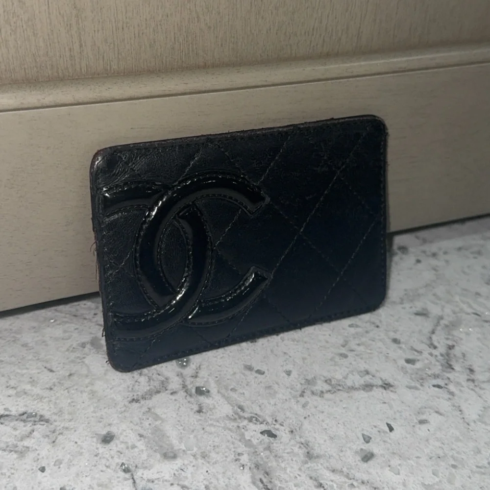 CHANEL Black Quilted Cambon Ligne Card Holder Case Black Slim Wallet  AUTHENTIC - Picture 2 of 12